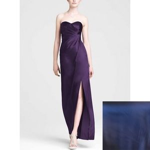 David's Bridal - Marine (Navy Blue) Strapless Long Charmeuse Dress with Slit